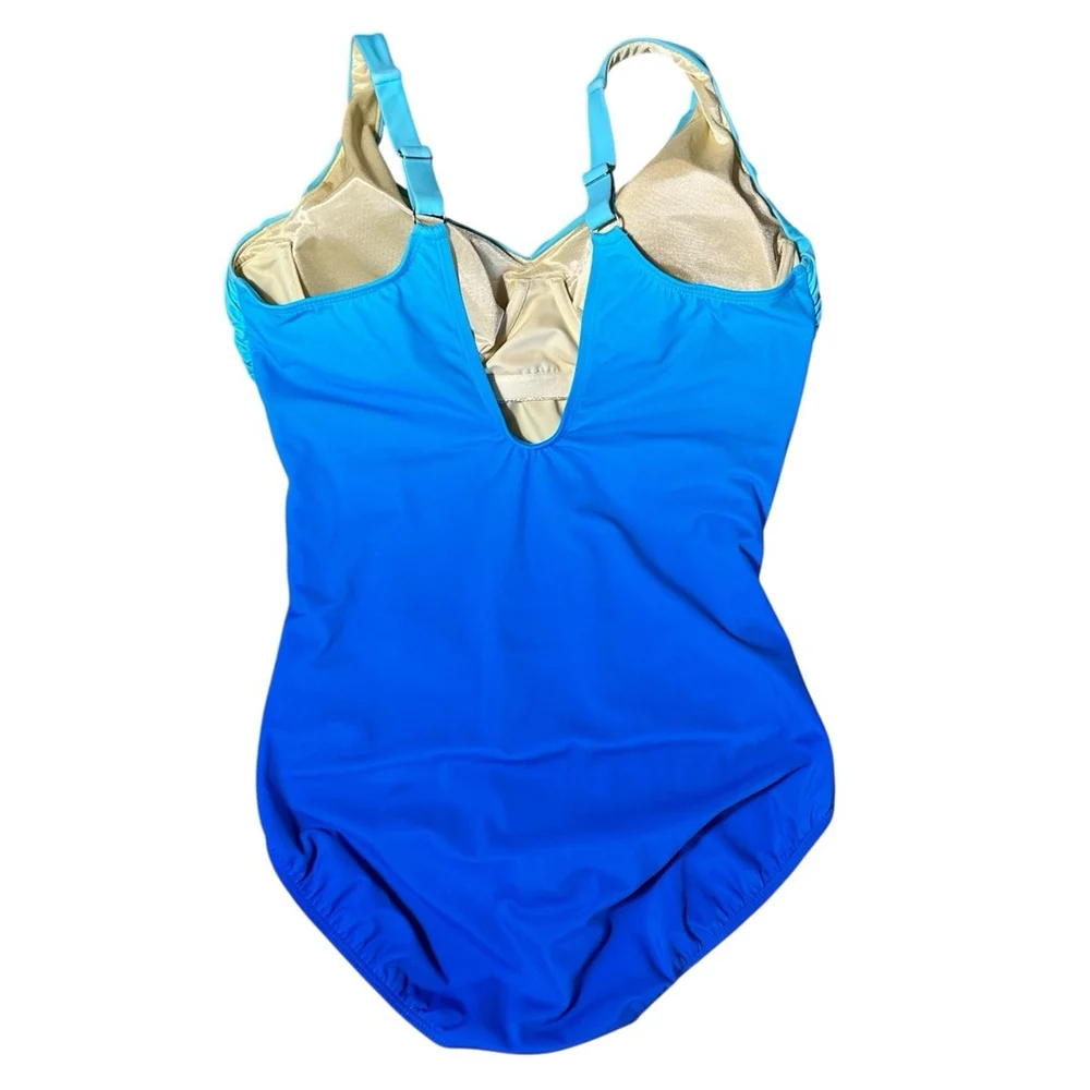 Miraclesuit x Talbots Blockbuster One Piece Blue Ombré Swimsuit 16 NWOT